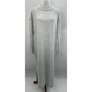 Stitchdrop Gray Knit Sweater Dress Long Sleeve Midi Side Slit Women’s L